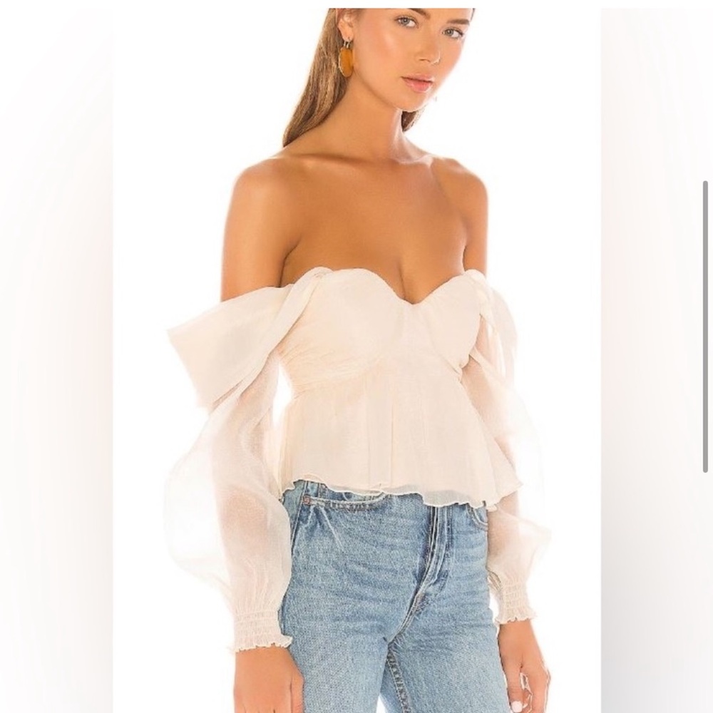 House of Harlow 1960 Cream Off-Shoulder Top